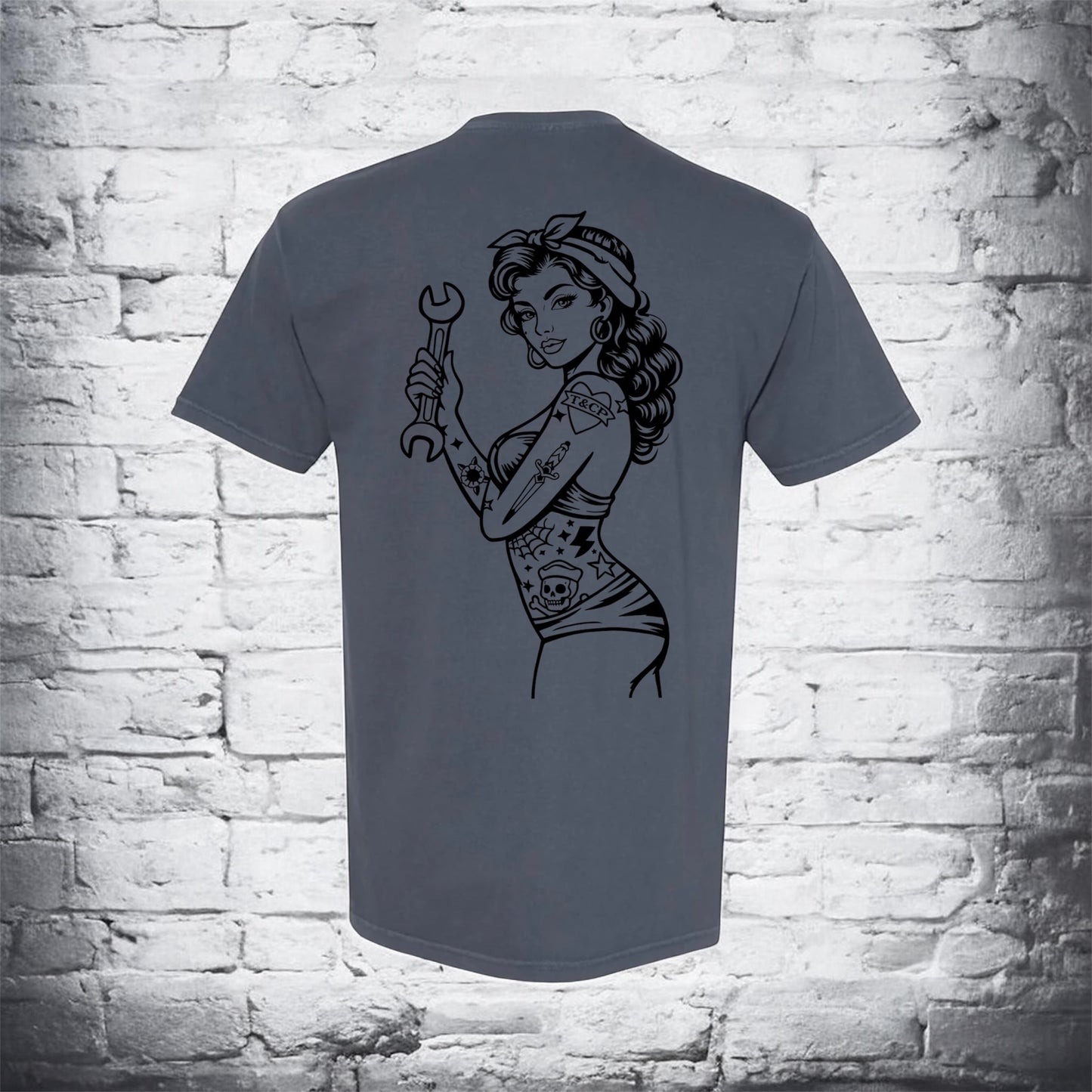 blue pin-up t-shirt