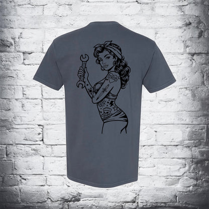 blue pin-up t-shirt