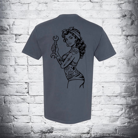 blue pin-up t-shirt